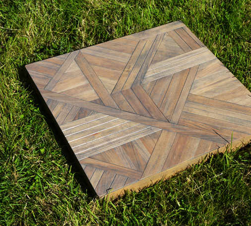 Table top with herringbone design